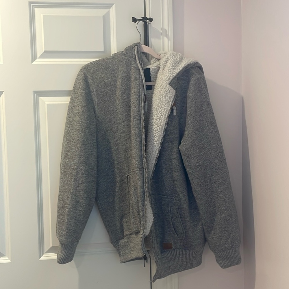 Gray fleece Sherpa hoodie
